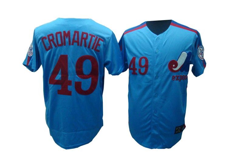 Hot sale Montreal Expos 49 Warren Cromartie Blue MLB Jersey